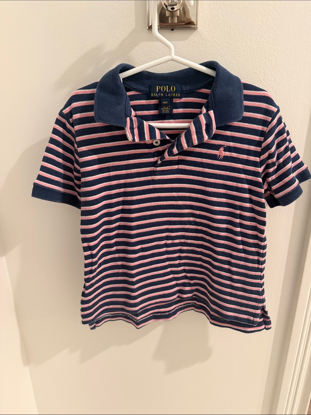 Polo by Ralph Lauren Navy with Pink Stripe Kids Polo 4T